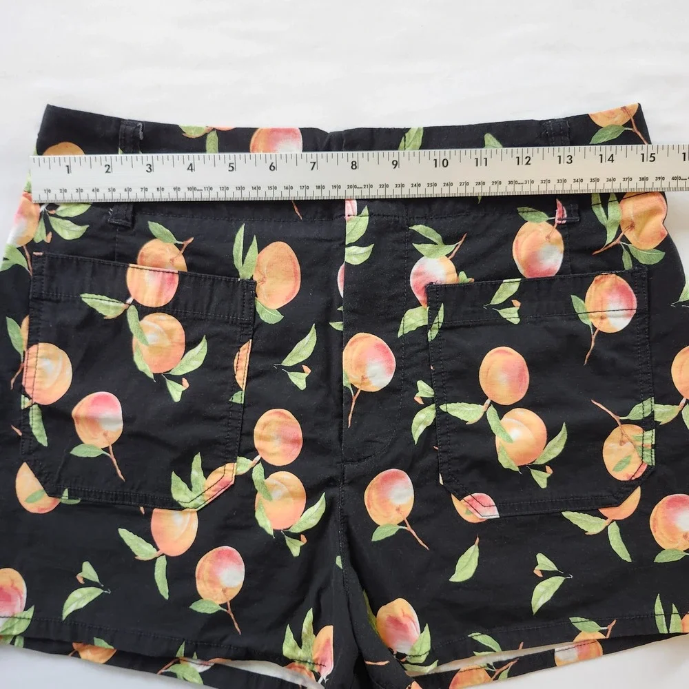 Maeve Anthropologie The Colette Peach Print Shorts Black High Rise Women's sz 31